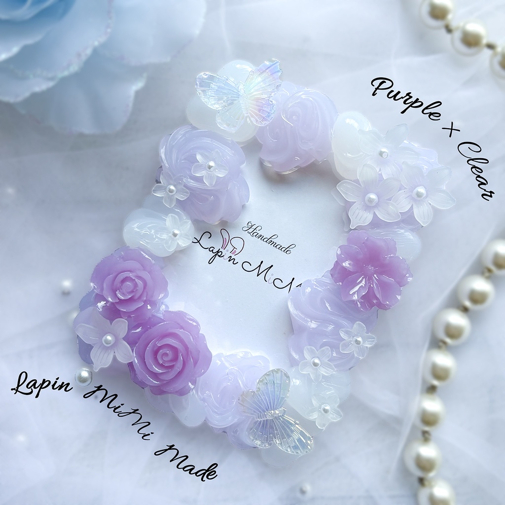 5色展開 クリア ホイップデコ 硬質トレカケース B8 白 花 蝶 薔薇 上品 きれいめ カード ケース