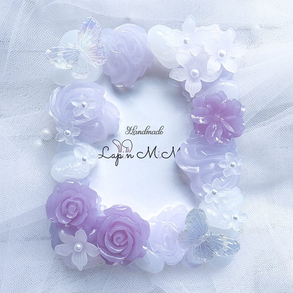 5色展開 クリア ホイップデコ 硬質トレカケース B8 白 花 蝶 薔薇 上品 きれいめ カード ケース