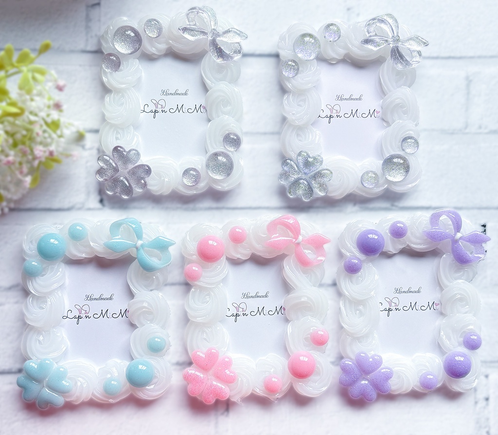 クリア ホイップデコ 硬質トレカケース B8 チェキ パステルカラー マグネットジェル ラメ リボン クローバー カード ケース 5色