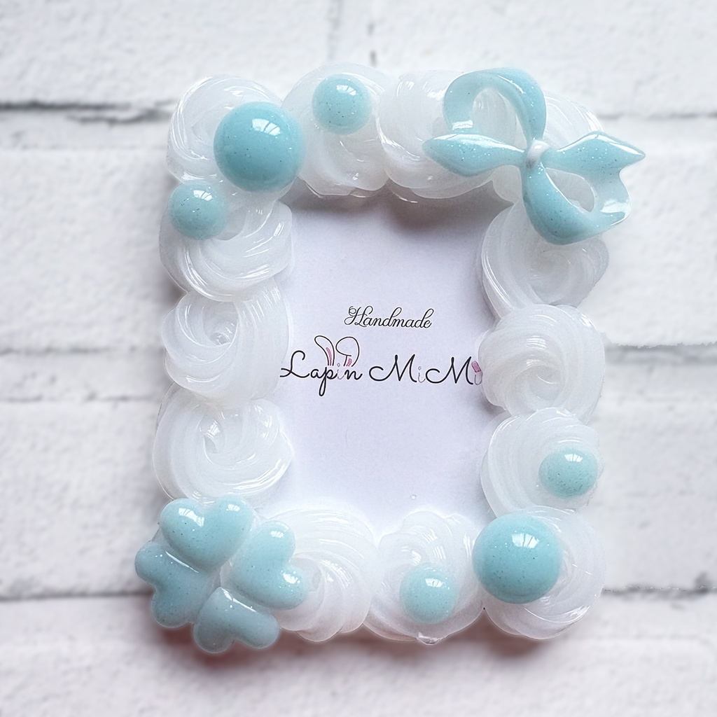 クリア ホイップデコ 硬質トレカケース B8 チェキ パステルカラー マグネットジェル ラメ リボン クローバー カード ケース 5色