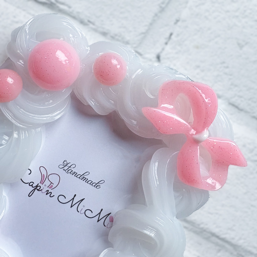 クリア ホイップデコ 硬質トレカケース B8 チェキ パステルカラー マグネットジェル ラメ リボン クローバー カード ケース 5色