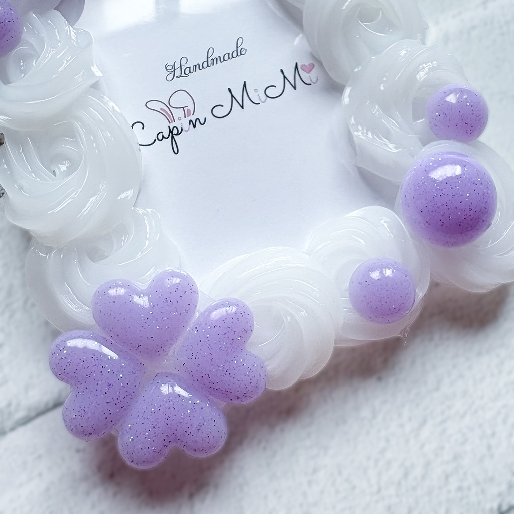 クリア ホイップデコ 硬質トレカケース B8 チェキ パステルカラー マグネットジェル ラメ リボン クローバー カード ケース 5色