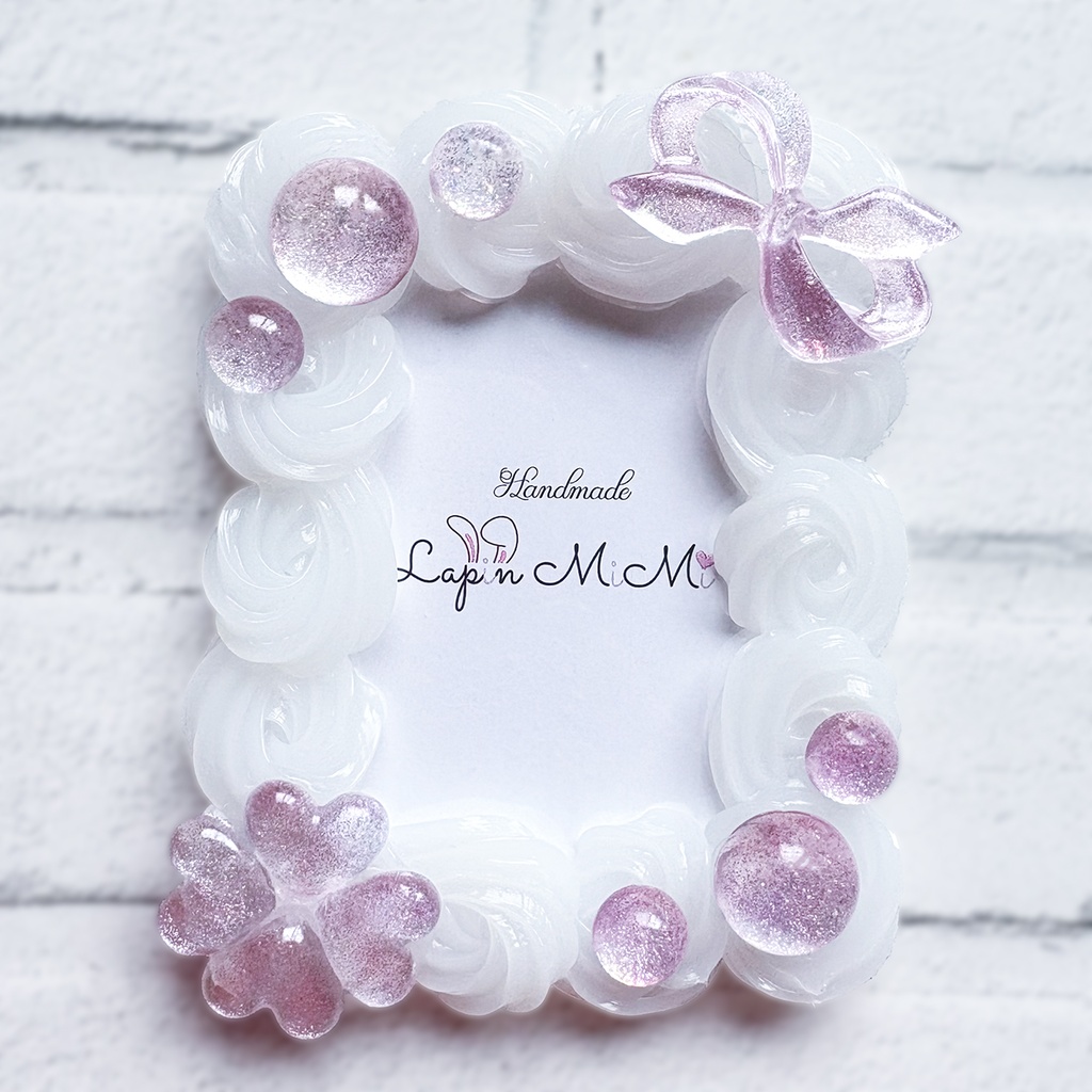 クリア ホイップデコ 硬質トレカケース B8 チェキ パステルカラー マグネットジェル ラメ リボン クローバー カード ケース 5色