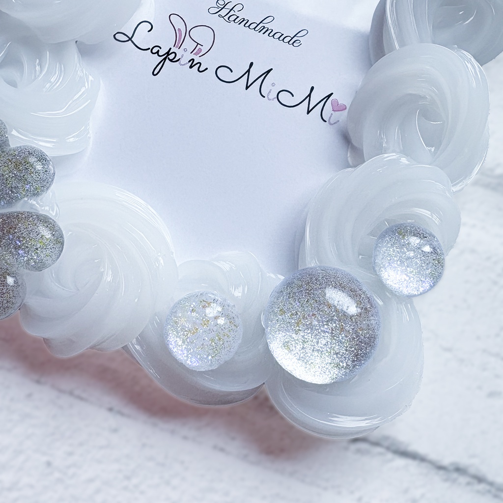 クリア ホイップデコ 硬質トレカケース B8 チェキ パステルカラー マグネットジェル ラメ リボン クローバー カード ケース 5色