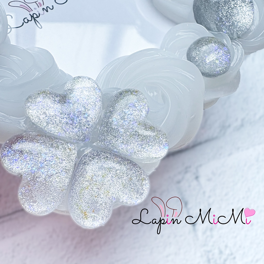 クリア ホイップデコ 硬質トレカケース B8 チェキ パステルカラー マグネットジェル ラメ リボン クローバー カード ケース 5色