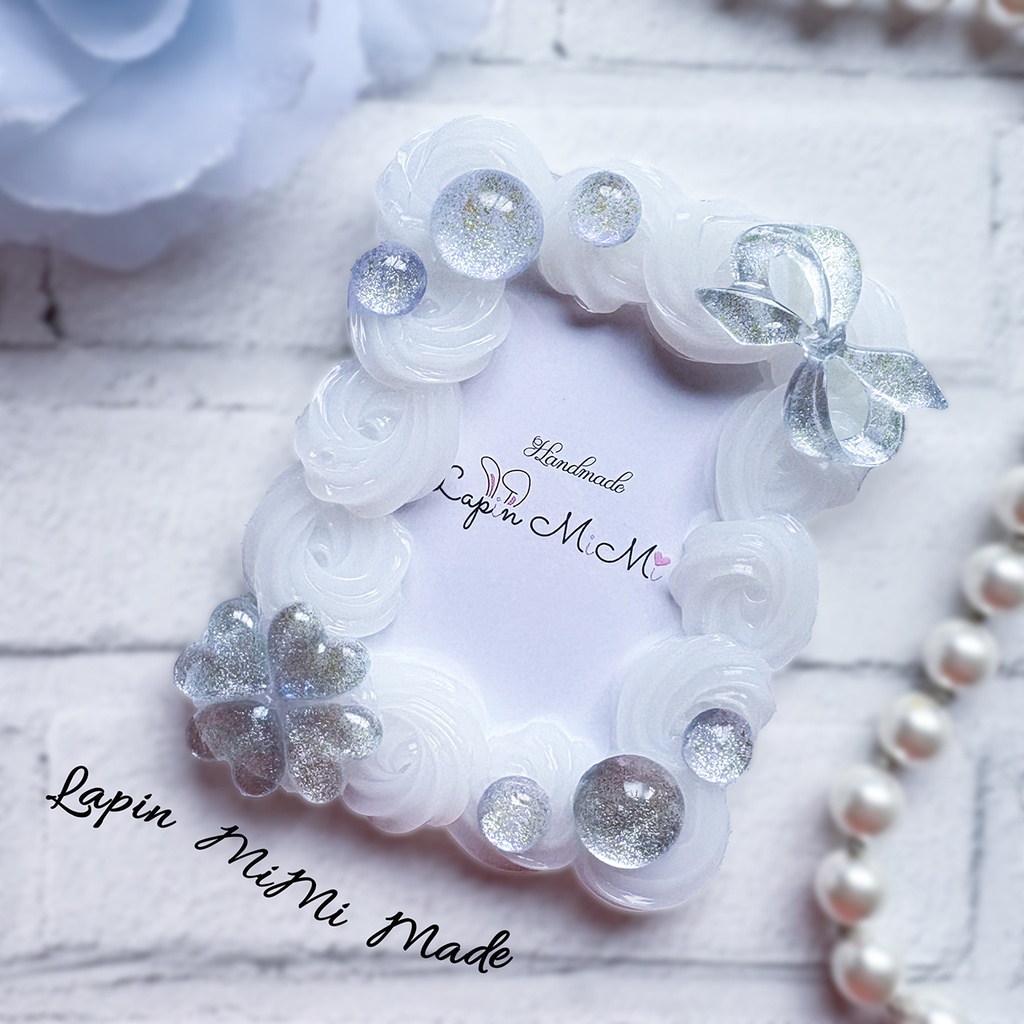 クリア ホイップデコ 硬質トレカケース B8 チェキ パステルカラー マグネットジェル ラメ リボン クローバー カード ケース 5色