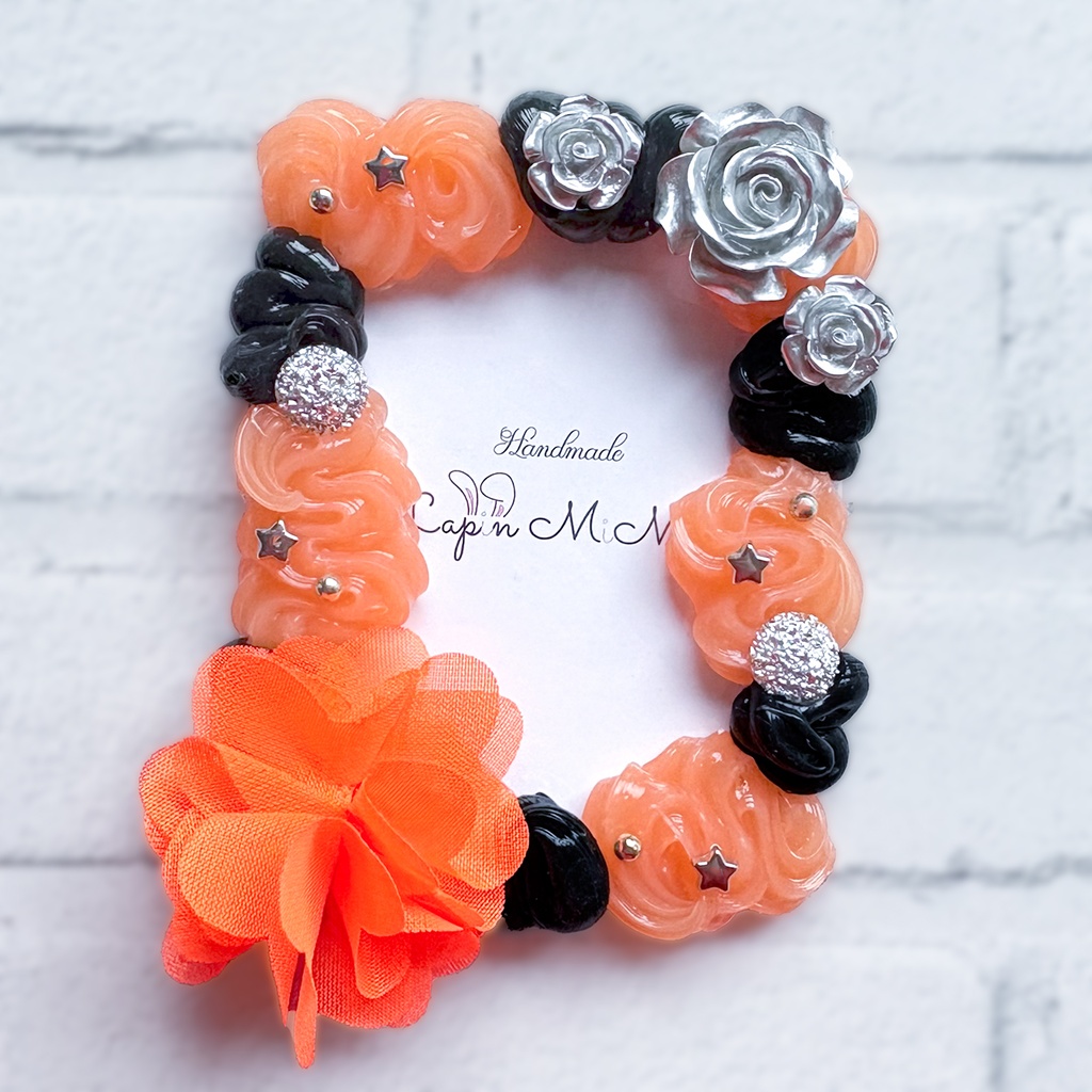 オレンジ 黒 緑 ホイップデコ 硬質トレカケース B8 シフォン 花 シルバー 薔薇 カード ケース