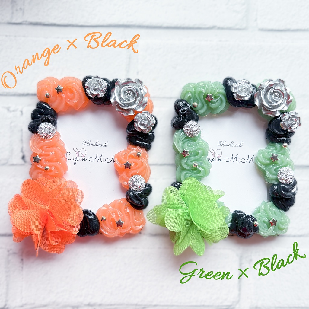 オレンジ 黒 緑 ホイップデコ 硬質トレカケース B8 シフォン 花 シルバー 薔薇 カード ケース