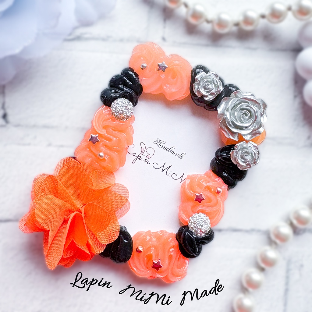 オレンジ 黒 緑 ホイップデコ 硬質トレカケース B8 シフォン 花 シルバー 薔薇 カード ケース