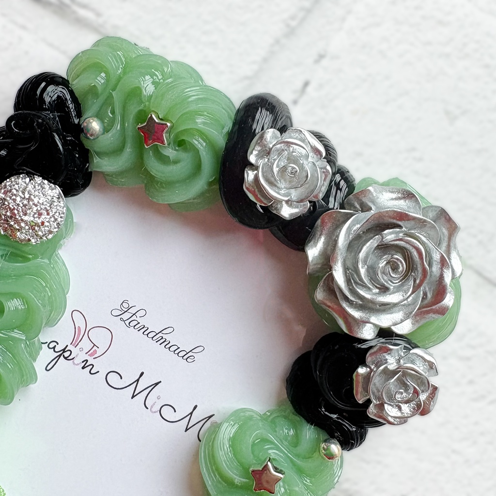 オレンジ 黒 緑 ホイップデコ 硬質トレカケース B8 シフォン 花 シルバー 薔薇 カード ケース