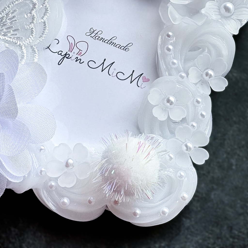 白 クリア ホイップデコ 硬質トレカケース B8 刺繍 レース 蝶 ぽんぽん 姫 プリンセス 花 チェキ カード ケース