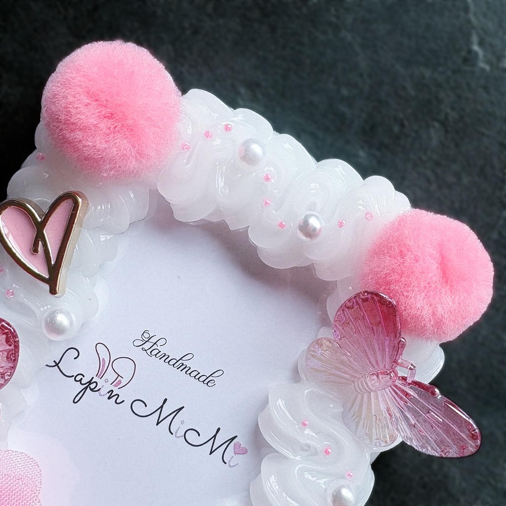 白 クリア ホイップデコ 硬質トレカケース B8 ピンク シフォン 花 ぽんぽん 蝶 ハート 上品 きれいめ カード ケース