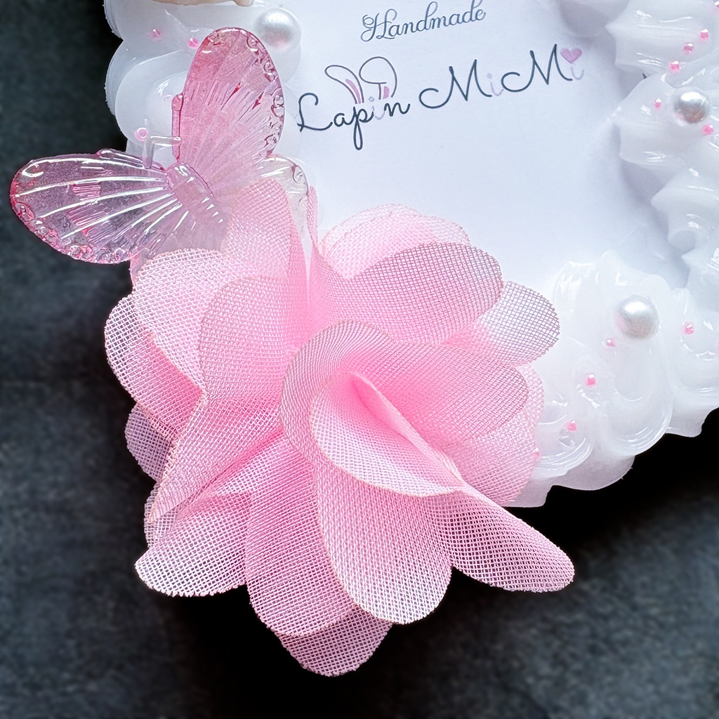 白 クリア ホイップデコ 硬質トレカケース B8 ピンク シフォン 花 ぽんぽん 蝶 ハート 上品 きれいめ カード ケース