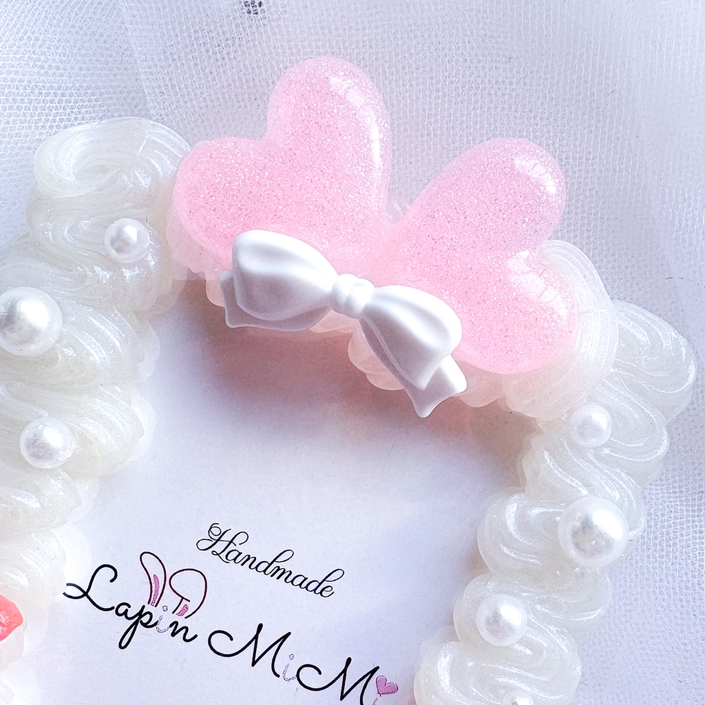 2カラー クリア ラメ入り ホイップデコ 硬質トレカケース B8 ハート リボン グラデ 蝶 上品 きれいめ カード ケース 黒 ピンク