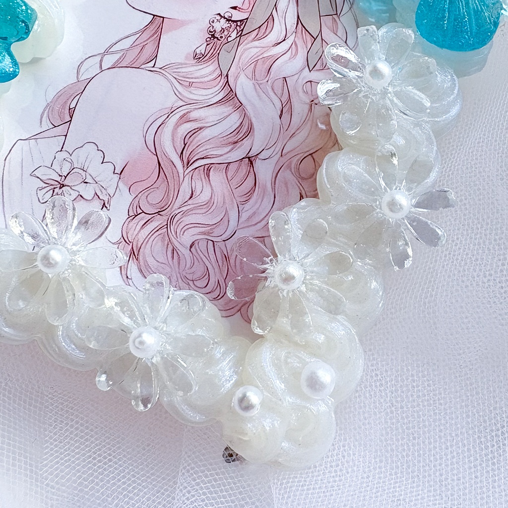 白 オーロラ クリア うねうね ホイップデコ 硬質トレカケース B8 水色 ラメ グラデ 蝶 花 上品 きれいめ カード ケース