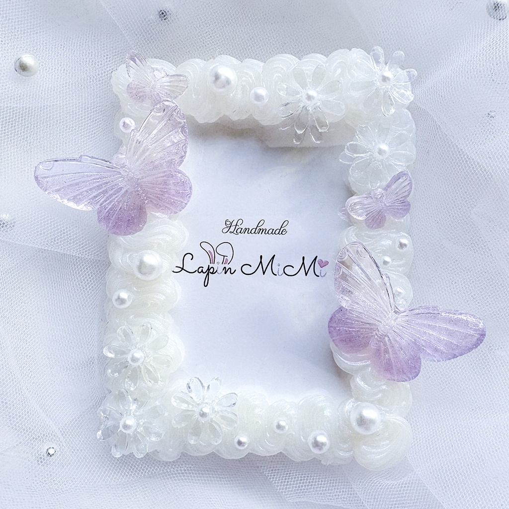 白 オーロラ クリア うねうね ホイップデコ 硬質トレカケース B8 パープル ラメ グラデ 蝶 花 上品 きれいめ カード ケース