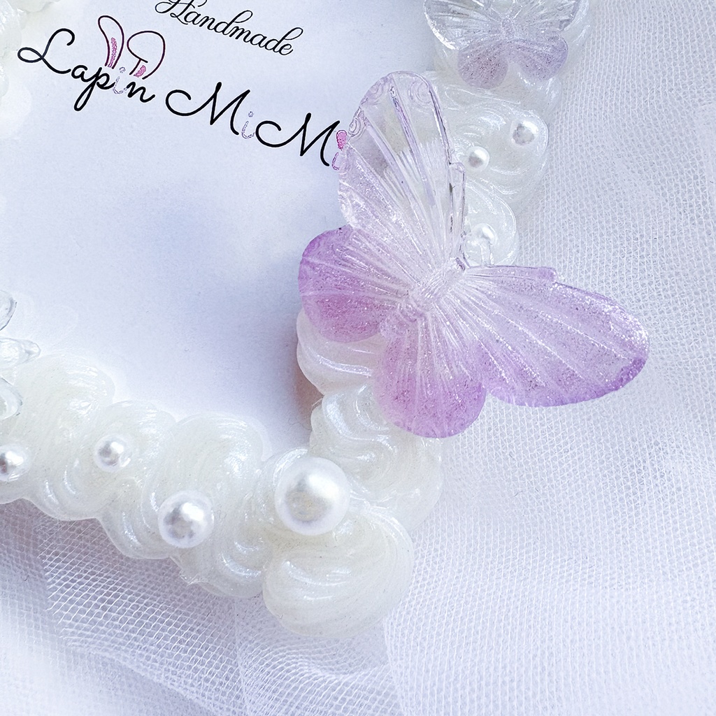 白 オーロラ クリア うねうね ホイップデコ 硬質トレカケース B8 パープル ラメ グラデ 蝶 花 上品 きれいめ カード ケース