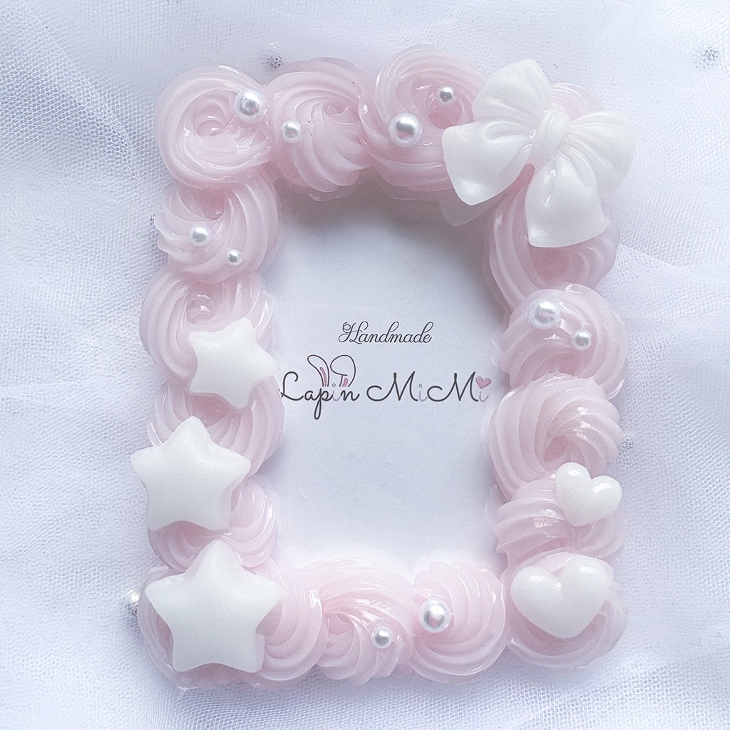 パステル ホイップデコ 硬質トレカケース B8 ラメ入り マット ホワイト リボン 星 ハート パール カード ケース