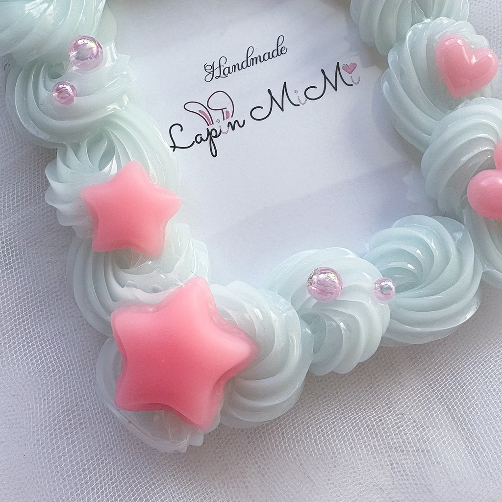 ゆめかわ パステル 水色 ホイップデコ 硬質トレカケース B8 ラメ入り マット ピンク リボン 星 ハート パール カード ケース