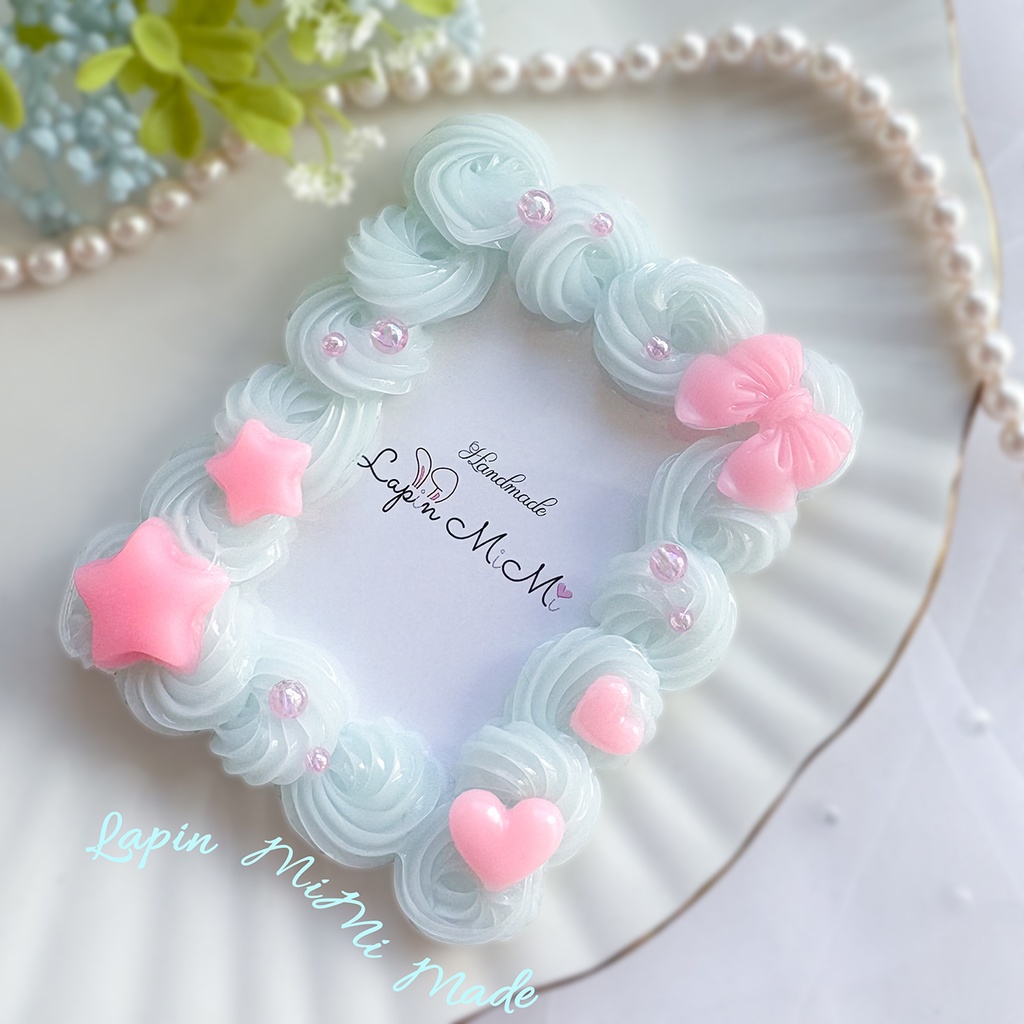 ゆめかわ パステル 水色 ホイップデコ 硬質トレカケース B8 ラメ入り マット ピンク リボン 星 ハート パール カード ケース