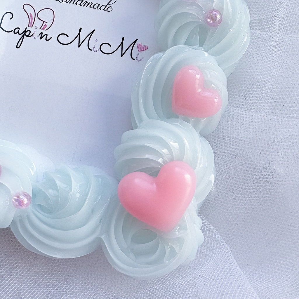 ゆめかわ パステル 水色 ホイップデコ 硬質トレカケース B8 ラメ入り マット ピンク リボン 星 ハート パール カード ケース