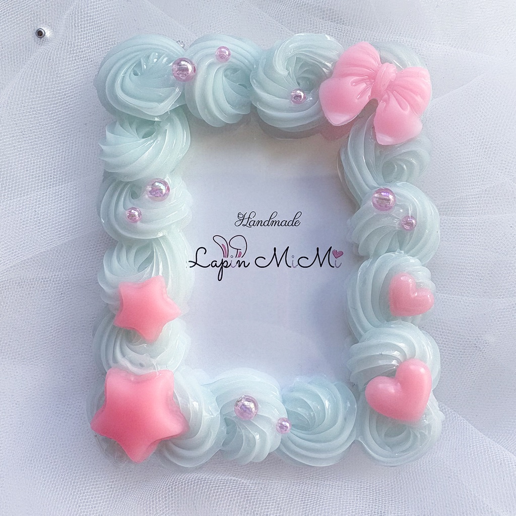 ゆめかわ パステル 水色 ホイップデコ 硬質トレカケース B8 ラメ入り マット ピンク リボン 星 ハート パール カード ケース