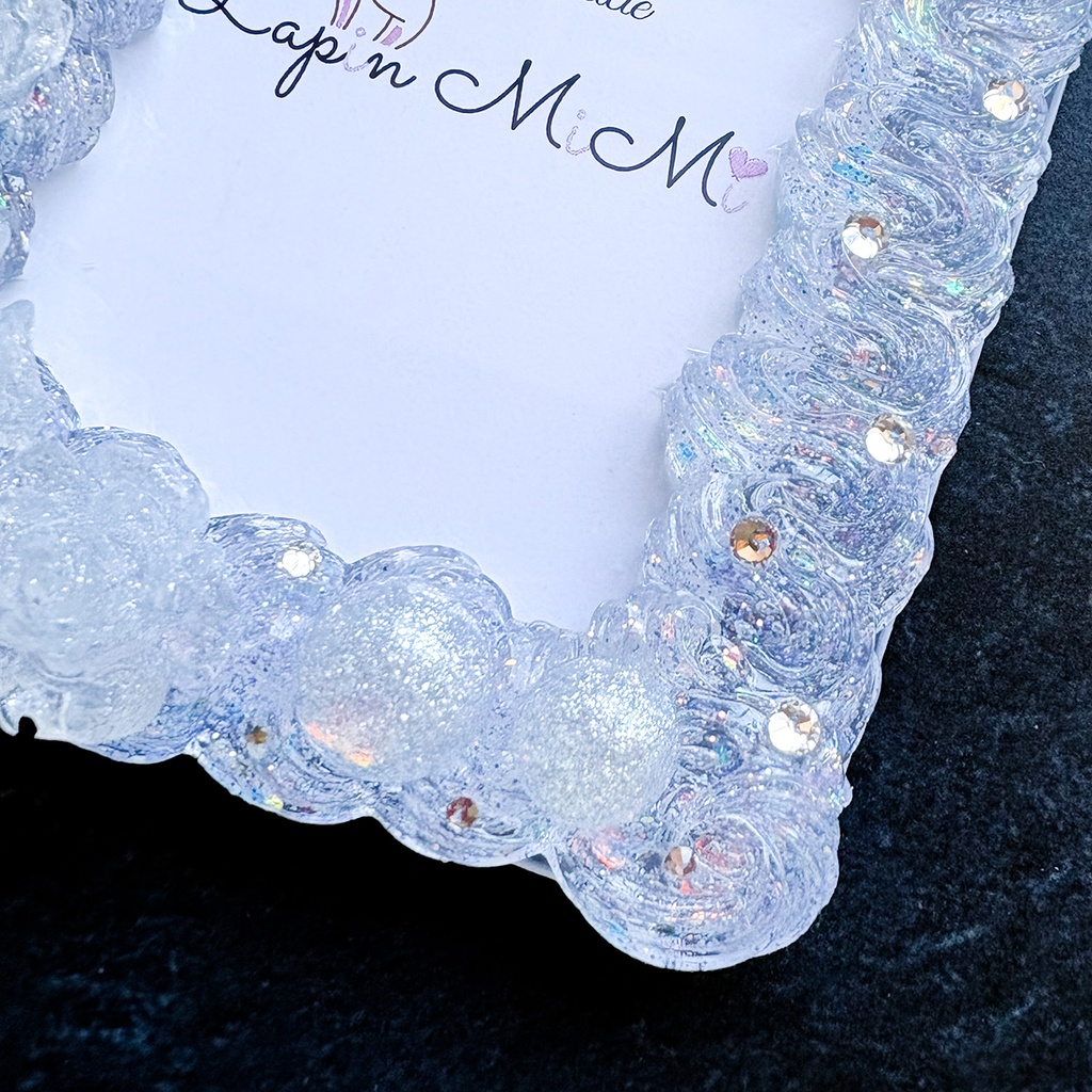 高透明度 クリア ラメ入り ホイップデコ 硬質トレカケース B8 リボン 薔薇 シャボン玉 上品 カード ケース