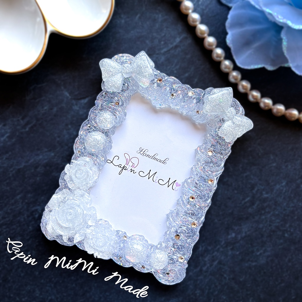 高透明度 クリア ラメ入り ホイップデコ 硬質トレカケース B8 リボン 薔薇 シャボン玉 上品 カード ケース