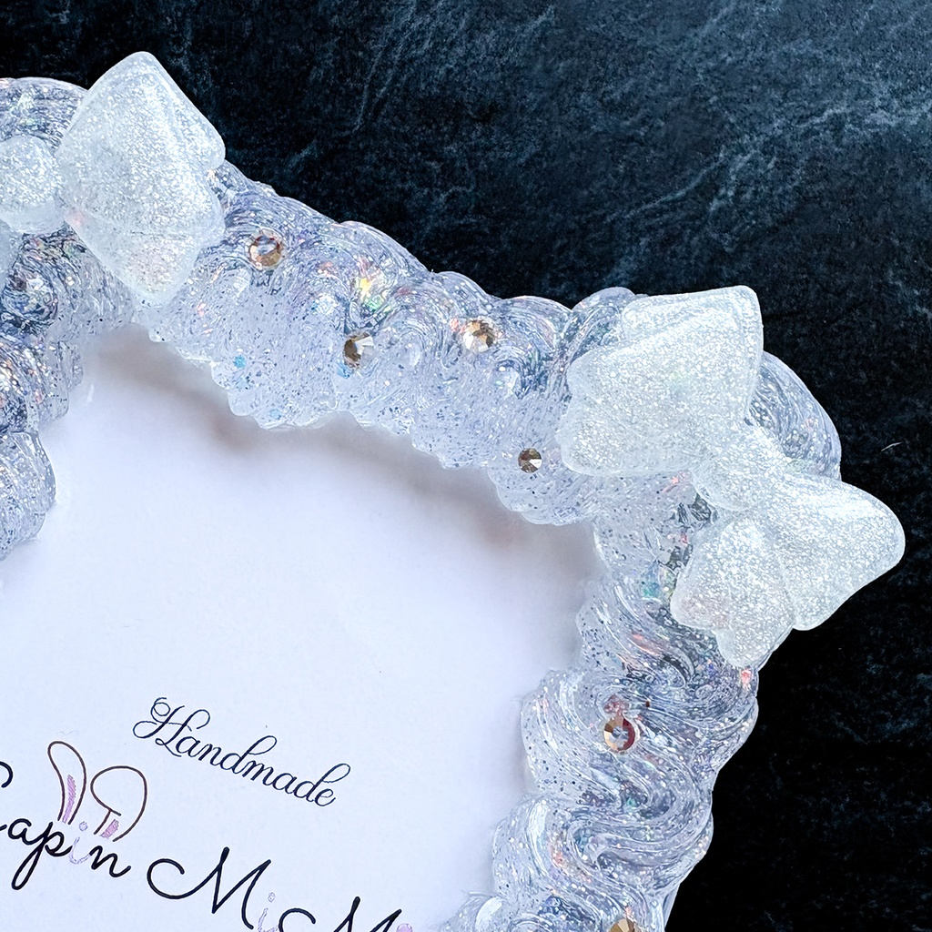 高透明度 クリア ラメ入り ホイップデコ 硬質トレカケース B8 リボン 薔薇 シャボン玉 上品 カード ケース