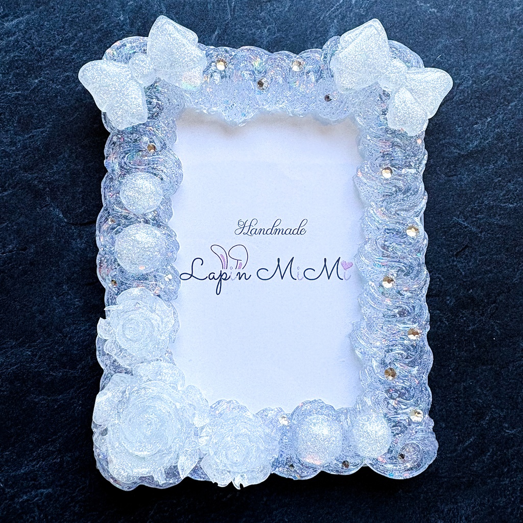 高透明度 クリア ラメ入り ホイップデコ 硬質トレカケース B8 リボン 薔薇 シャボン玉 上品 カード ケース