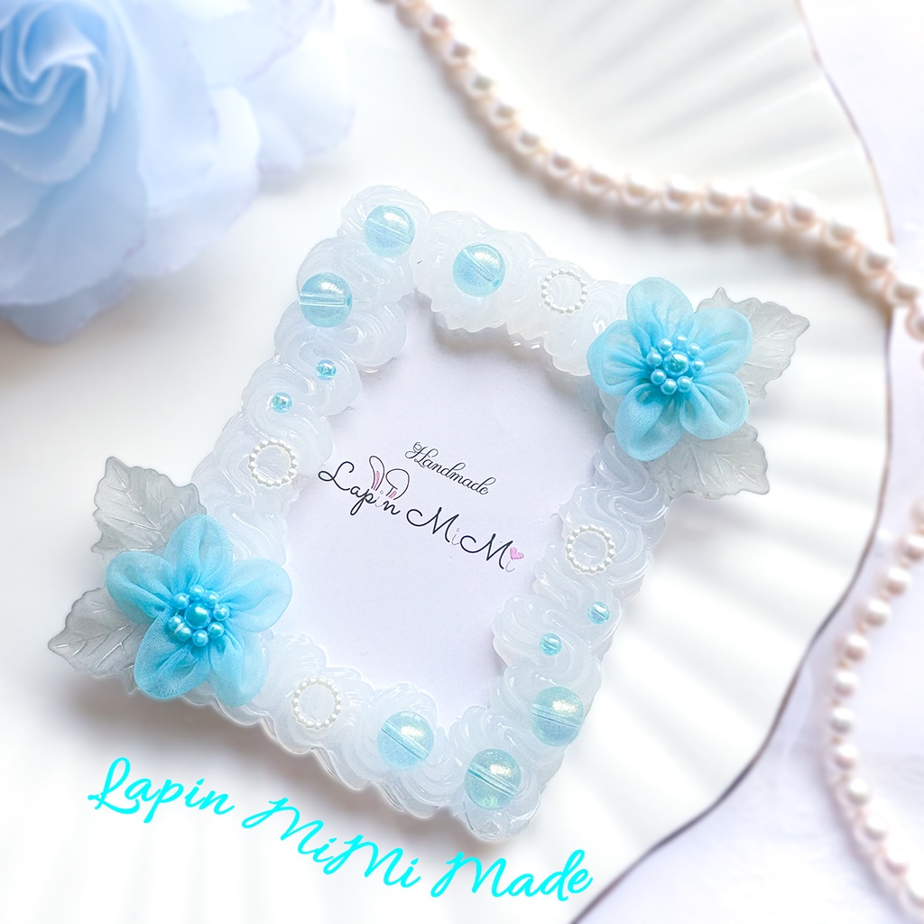 【4カラー展開】クリア ホイップデコ 硬質トレカケース B8 ふんわり オーガンジー 花 ビーズ 大人可愛い カード ケース