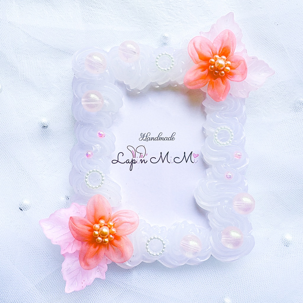 【4カラー展開】クリア ホイップデコ 硬質トレカケース B8 ふんわり オーガンジー 花 ビーズ 大人可愛い カード ケース