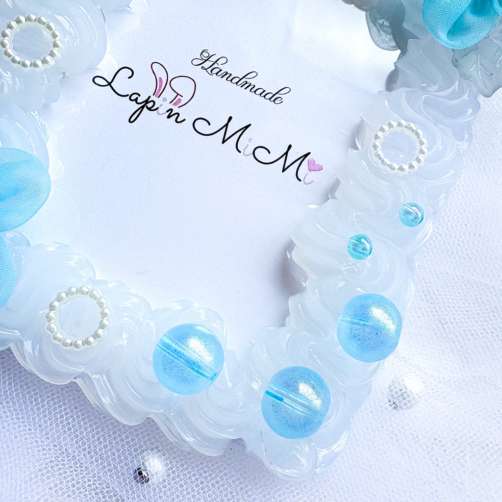 【4カラー展開】クリア ホイップデコ 硬質トレカケース B8 ふんわり オーガンジー 花 ビーズ 大人可愛い カード ケース