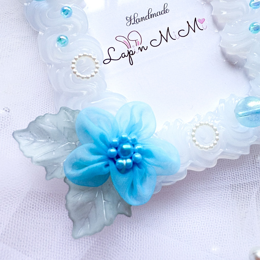 【4カラー展開】クリア ホイップデコ 硬質トレカケース B8 ふんわり オーガンジー 花 ビーズ 大人可愛い カード ケース