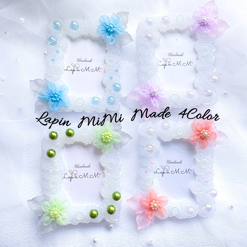 【４カラー展開】クリア ホイップデコ 硬質トレカケース B8 ふんわり オーガンジー 花 ビーズ 大人可愛い カード ケース