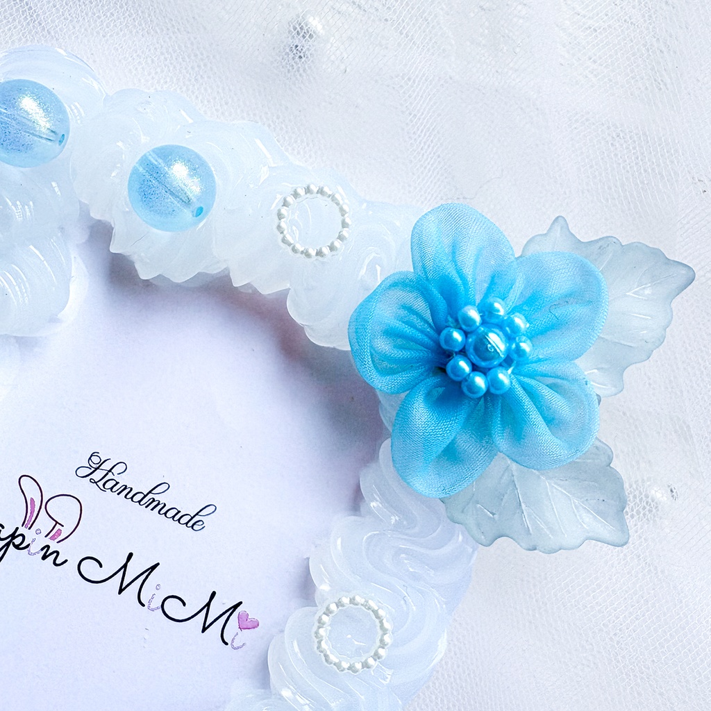 【4カラー展開】クリア ホイップデコ 硬質トレカケース B8 ふんわり オーガンジー 花 ビーズ 大人可愛い カード ケース