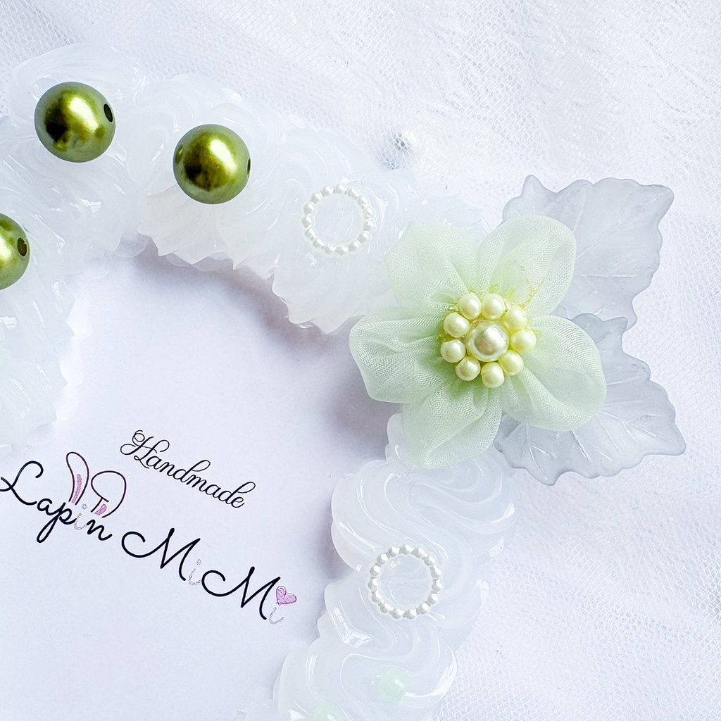 【4カラー展開】クリア ホイップデコ 硬質トレカケース B8 ふんわり オーガンジー 花 ビーズ 大人可愛い カード ケース