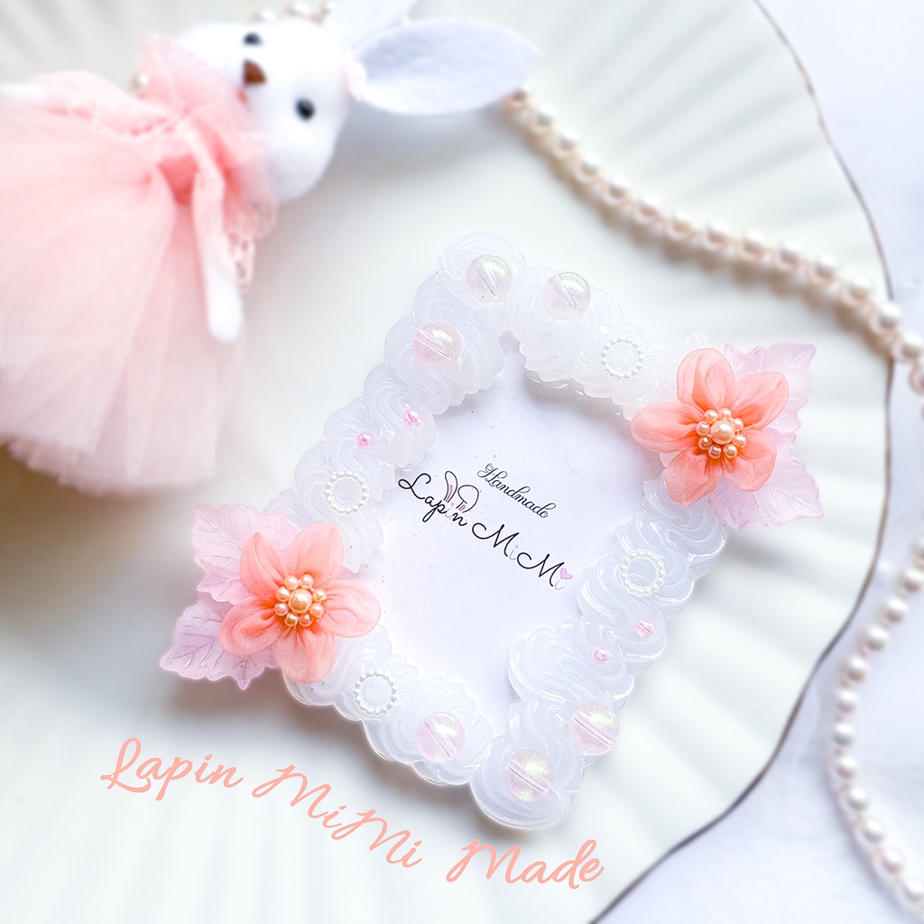 【4カラー展開】クリア ホイップデコ 硬質トレカケース B8 ふんわり オーガンジー 花 ビーズ 大人可愛い カード ケース