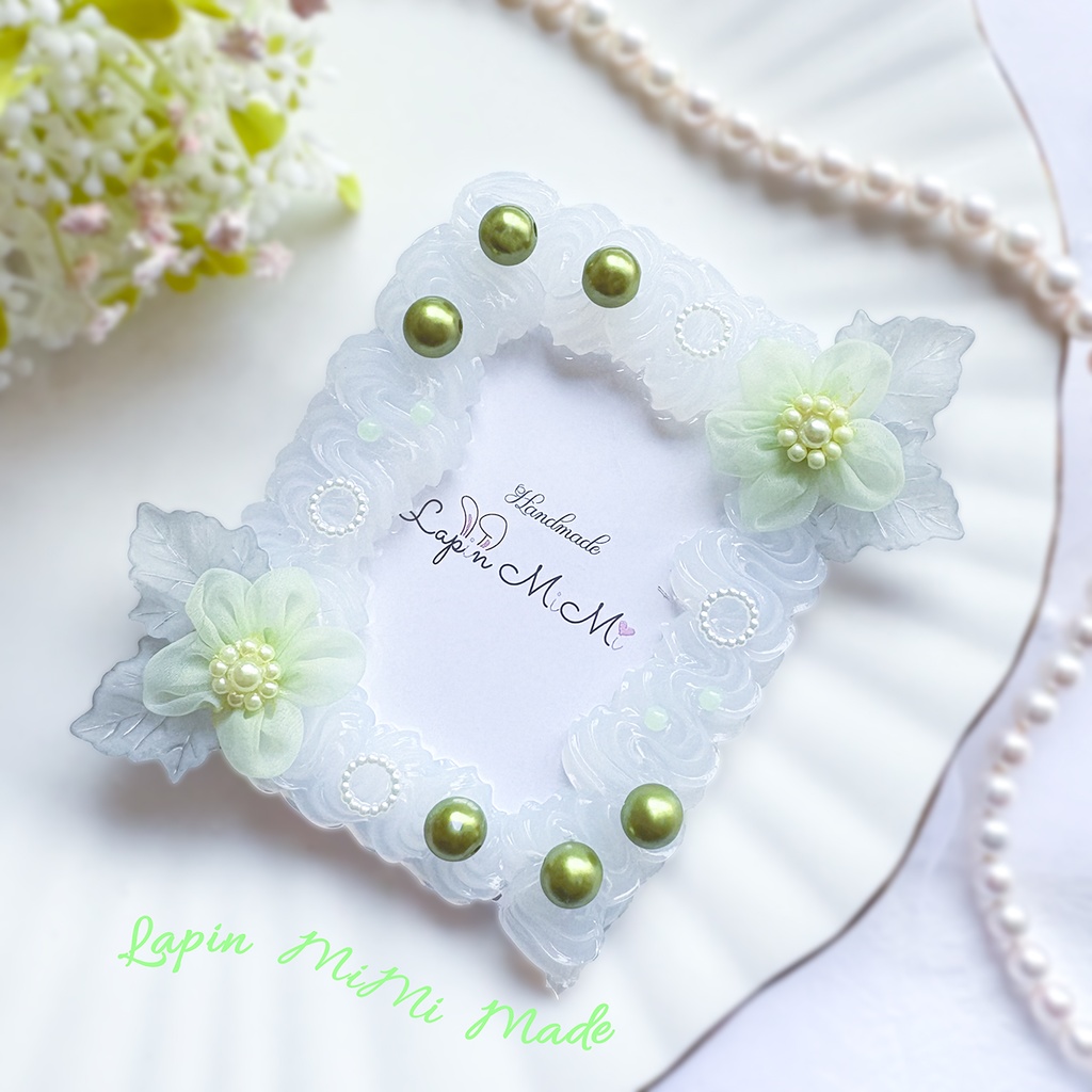 【4カラー展開】クリア ホイップデコ 硬質トレカケース B8 ふんわり オーガンジー 花 ビーズ 大人可愛い カード ケース