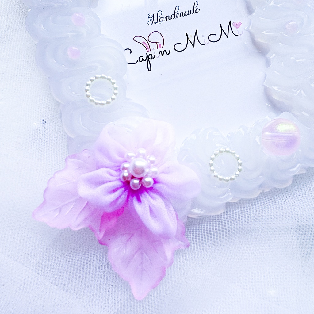 【4カラー展開】クリア ホイップデコ 硬質トレカケース B8 ふんわり オーガンジー 花 ビーズ 大人可愛い カード ケース