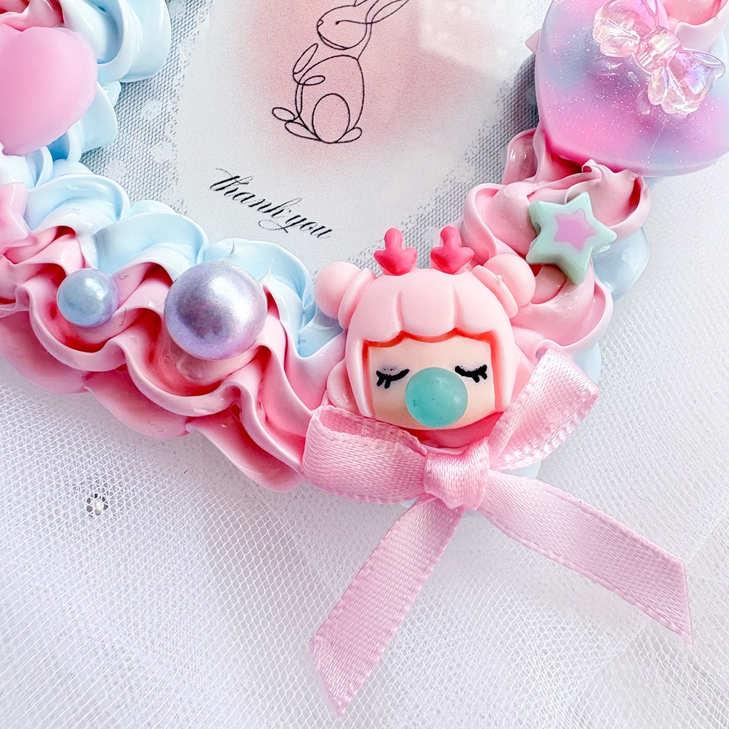 ピンク 水色 うねうね ホイップデコ 硬質トレカケース B8 女の子 リボン ゆめかわ カラー 月 ハート かわいい カード ケース