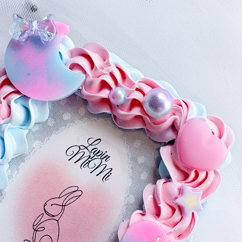 ピンク 水色 うねうね ホイップデコ 硬質トレカケース B8 女の子 リボン ゆめかわ カラー 月 ハート かわいい カード ケース