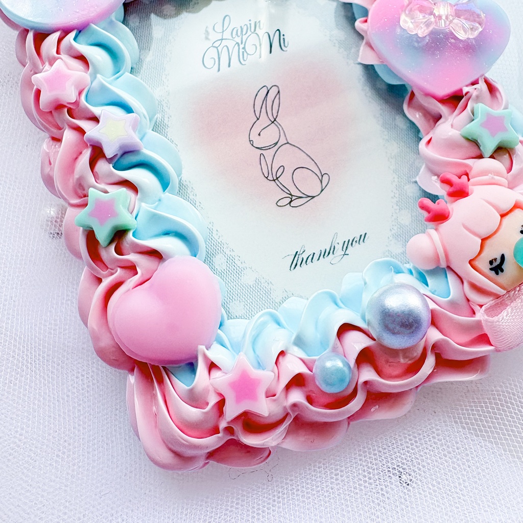 ピンク 水色 うねうね ホイップデコ 硬質トレカケース B8 女の子 リボン ゆめかわ カラー 月 ハート かわいい カード ケース