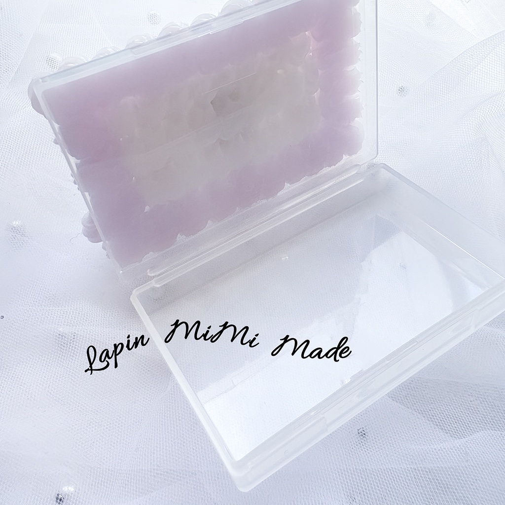 クリア ホイップデコ 白 ライトパープル 姫かわ プチプラケース トレカケース 名刺 カード リボン パール 蝶 マルチケース