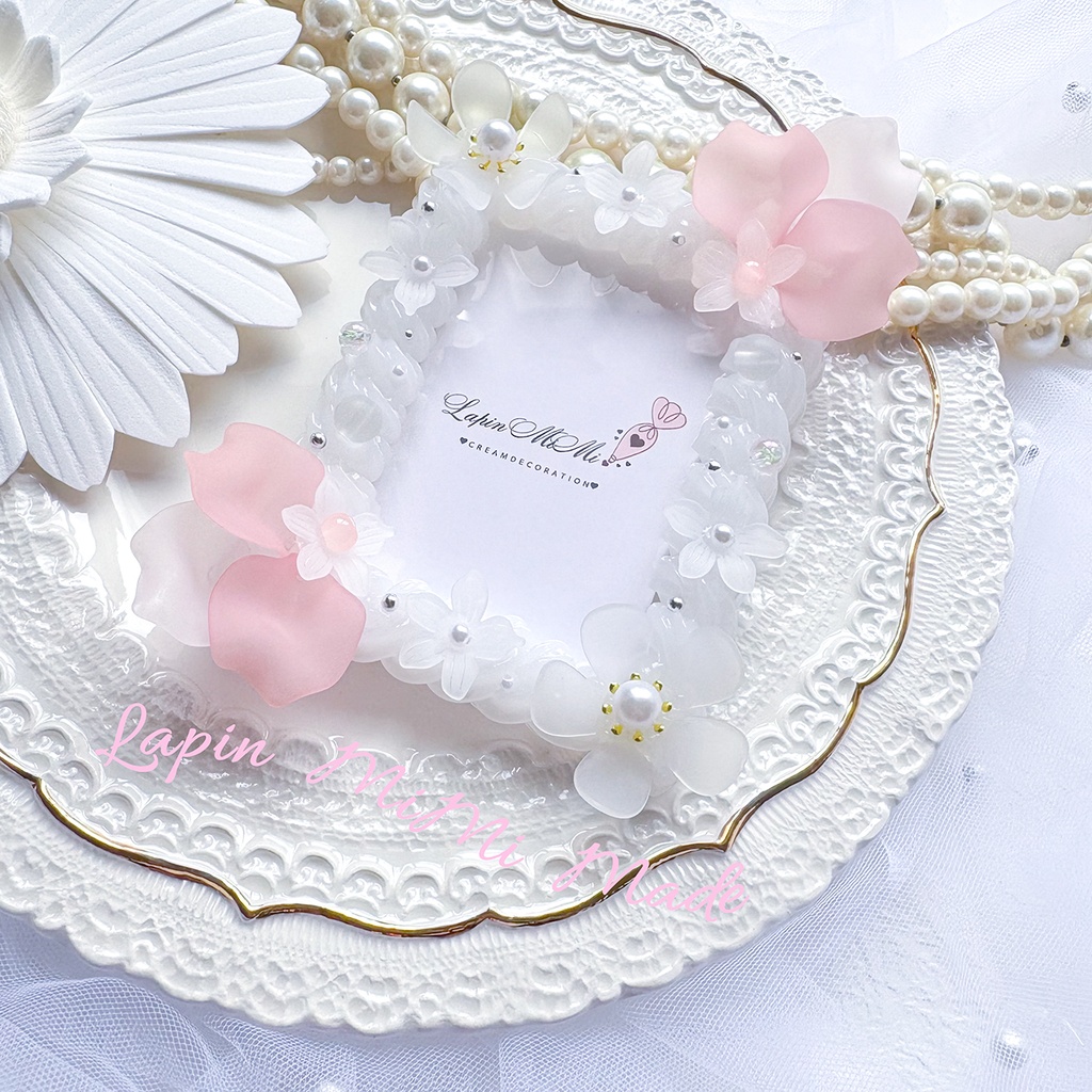 クリア ホイップデコ 水色 ピンク お花 桜 マット ホワイト 硬質トレカケース チェキ きれいめ カード ケース