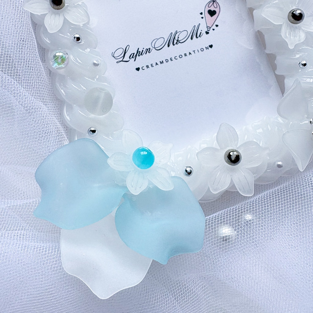 クリア ホイップデコ 水色 ピンク お花 桜 マット ホワイト 硬質トレカケース チェキ きれいめ カード ケース