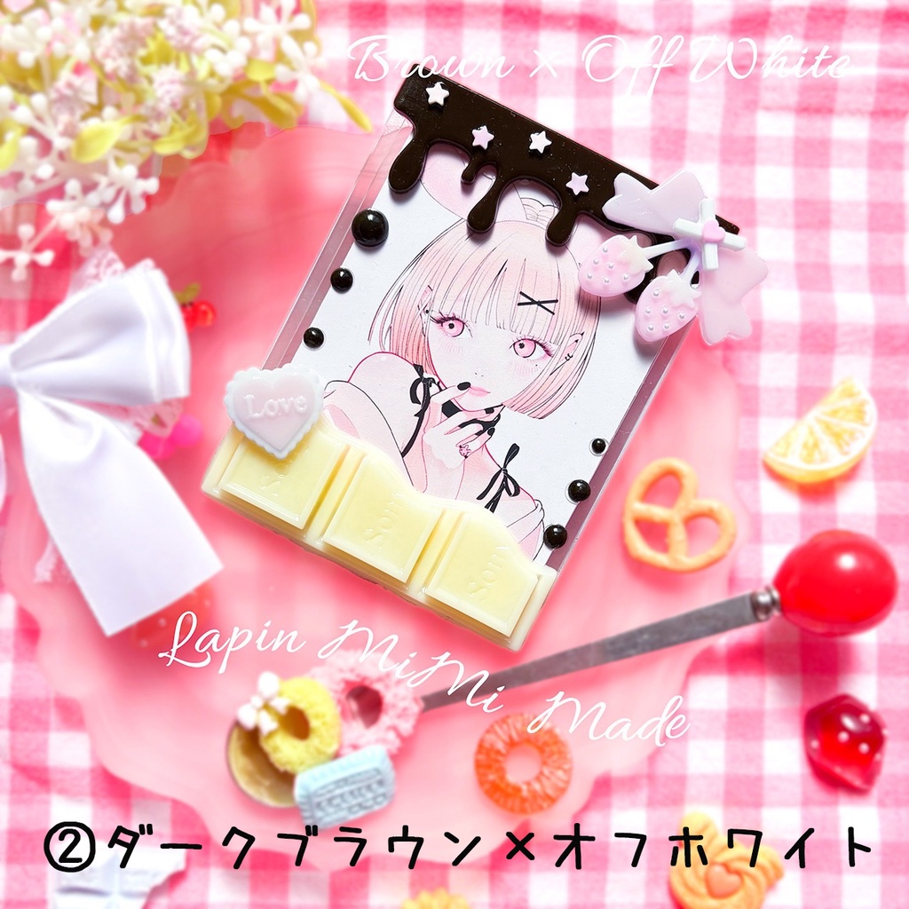 チョコがけお菓子風 レジン B8 硬質トレカケース いちご リボン かわいい 量産 チェキ カード ケース
