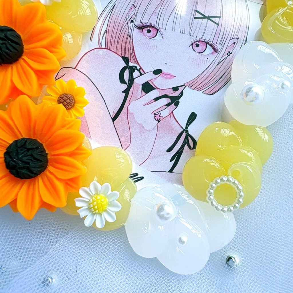 クリア 黄色 ホイップデコ 硬質トレカケース B8 ひまわり 花 蝶 夏 きれいめ カード ケース