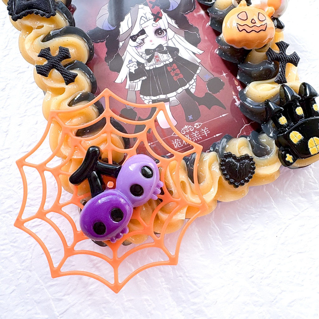 ハロウィン 紫 オレンジ 黒 ホイップデコ 硬質トレカケース B8 蜘蛛の巣 おばけ どくろ ゴシック ゴスロリ カード ケース