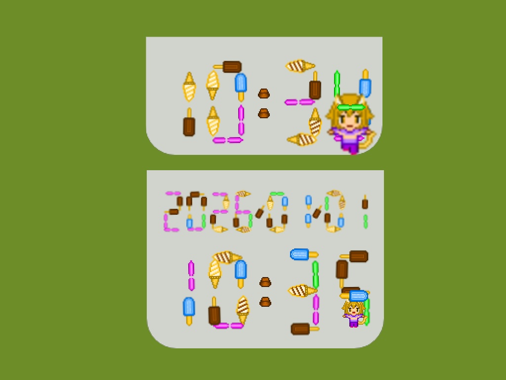 【OBS】ドット絵アバターが時刻を組み立てる!アバピクおしごと時計(固定デザイン) 無料デモ版あり
